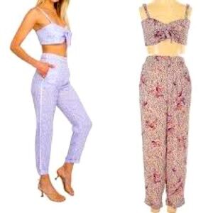 RESA x Revolve Matching Set Bandeau Top + Pants Floral Animal Print XS